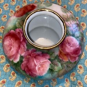 UNIQUE ROUND HAND PAINTED BOWL WITH GOLD RIM